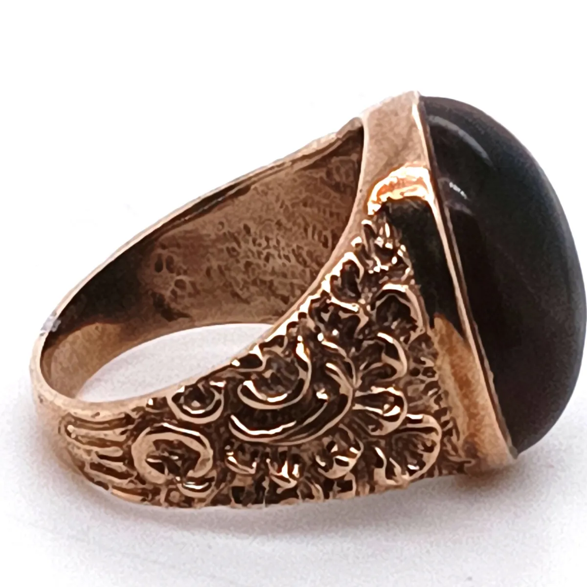 Cabochon Tiger's Eye,  9k Yellow Gold Ring - Image 4