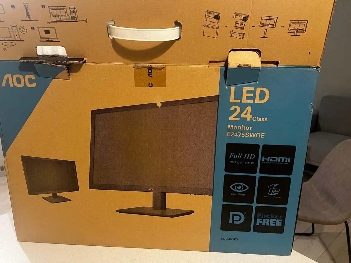 Like New AOC PC Monitor Display 24" - Image 1