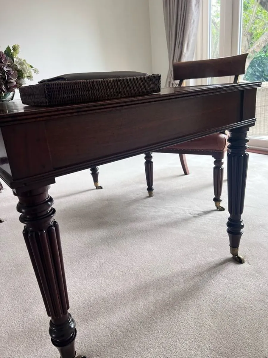 Antique Library Table/Desk & Chair - Image 4