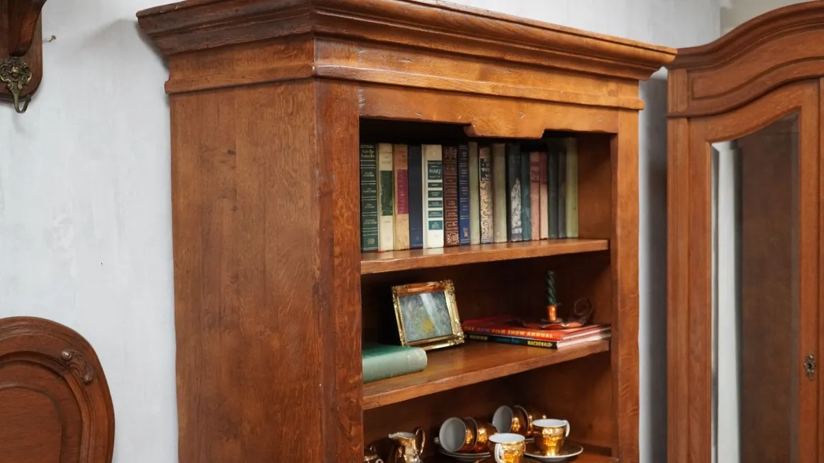 Rustic Solid Oak Bookcase Bureau - Image 2