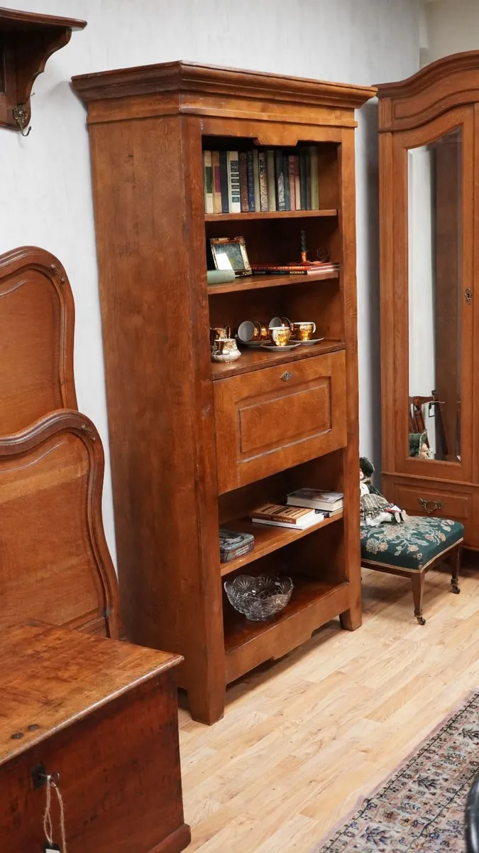 Rustic Solid Oak Bookcase Bureau - Image 1