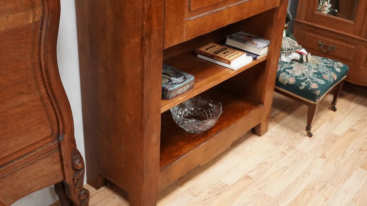 Rustic Solid Oak Bookcase Bureau - Image 4
