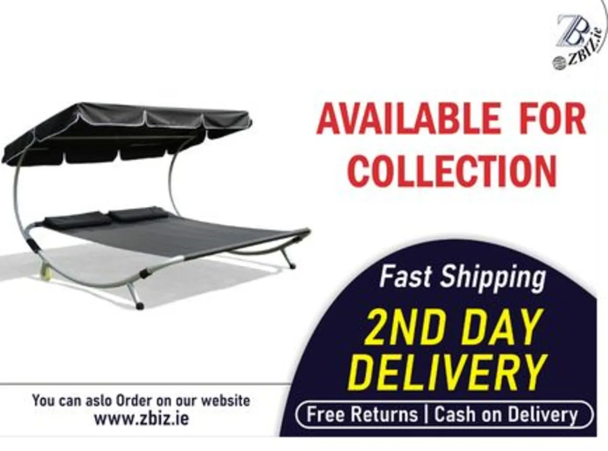 Double Sun Lounger with Canopy, for 2 People - Image 1