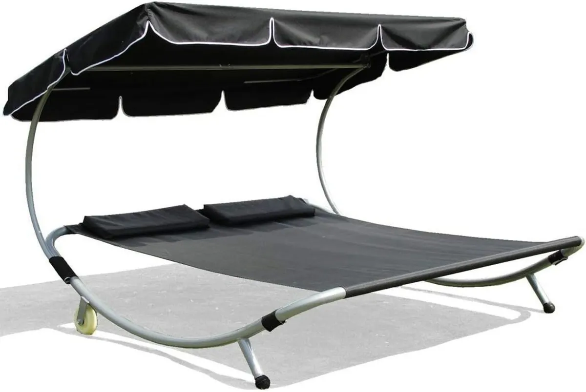 Double Sun Lounger with Canopy, for 2 People - Image 4