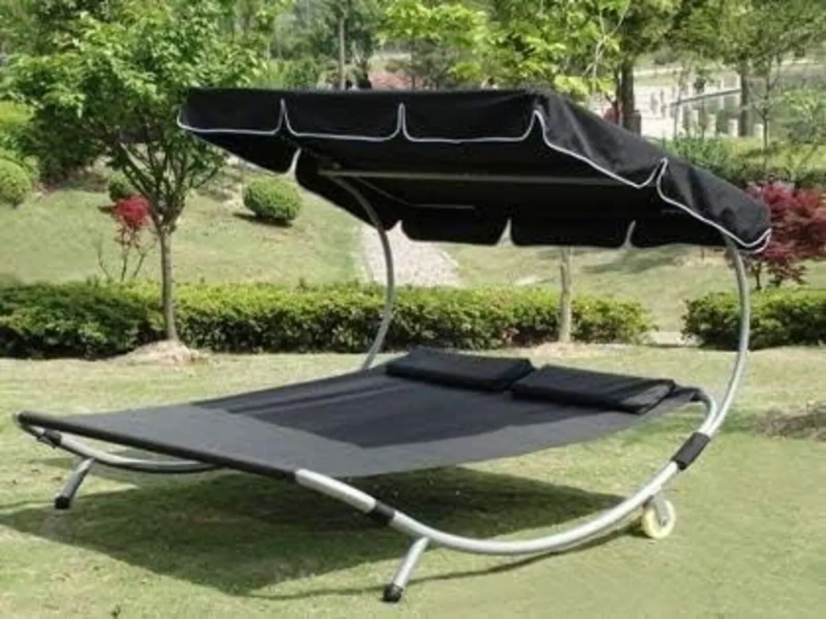 Double Sun Lounger with Canopy, for 2 People - Image 2