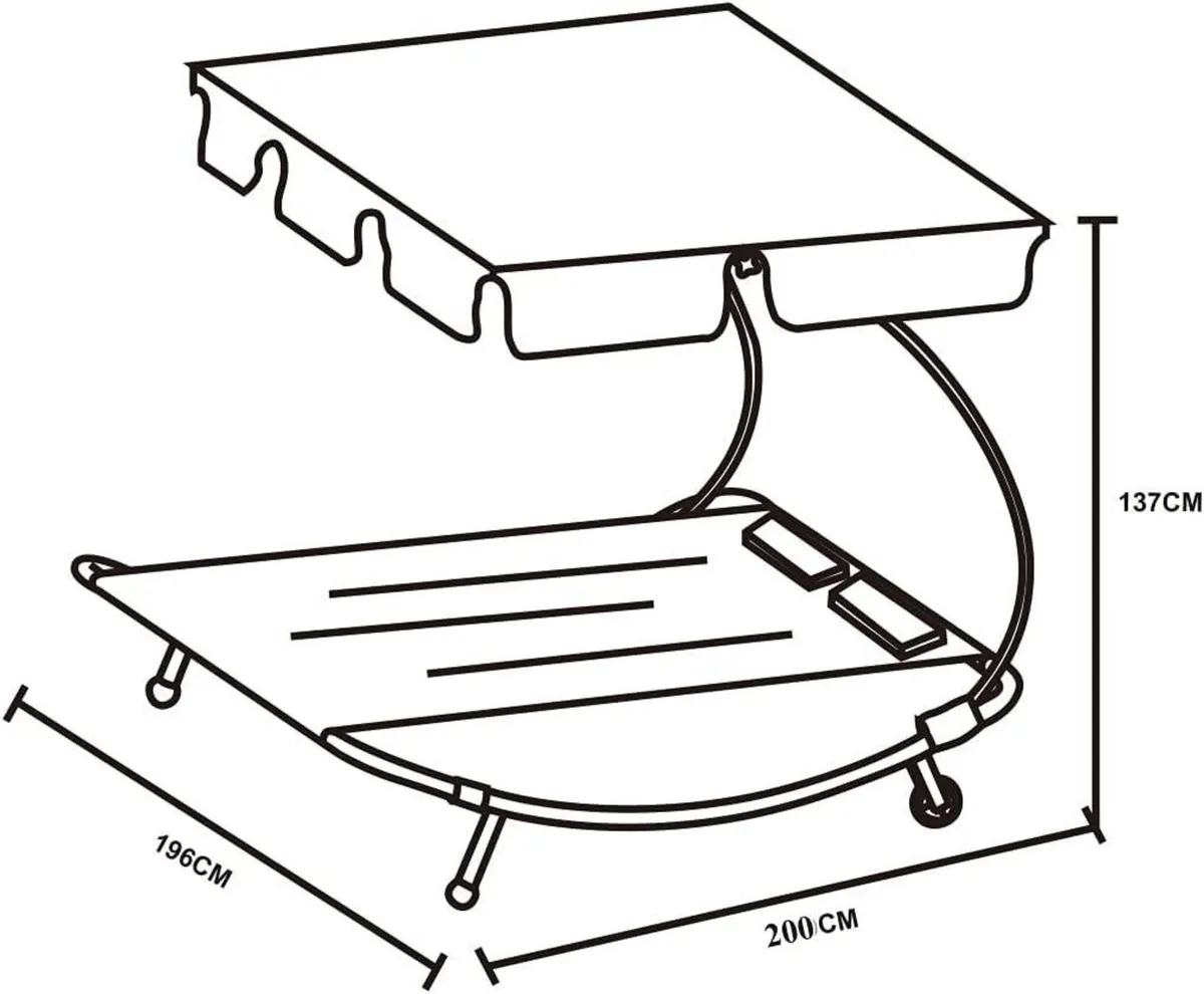 Double Sun Lounger with Canopy, for 2 People - Image 3