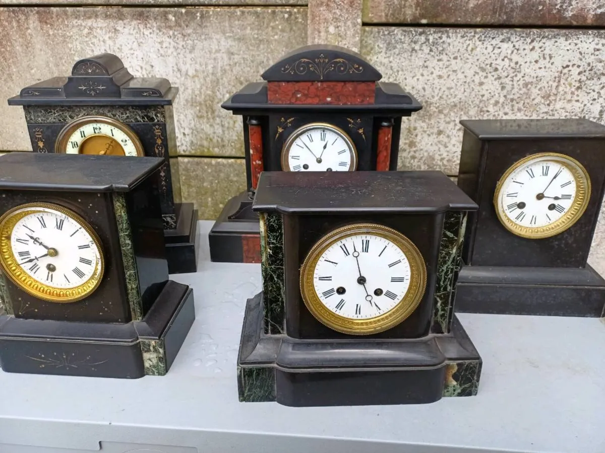 Joblot 19th Century French Black Slate Clocks - Image 1