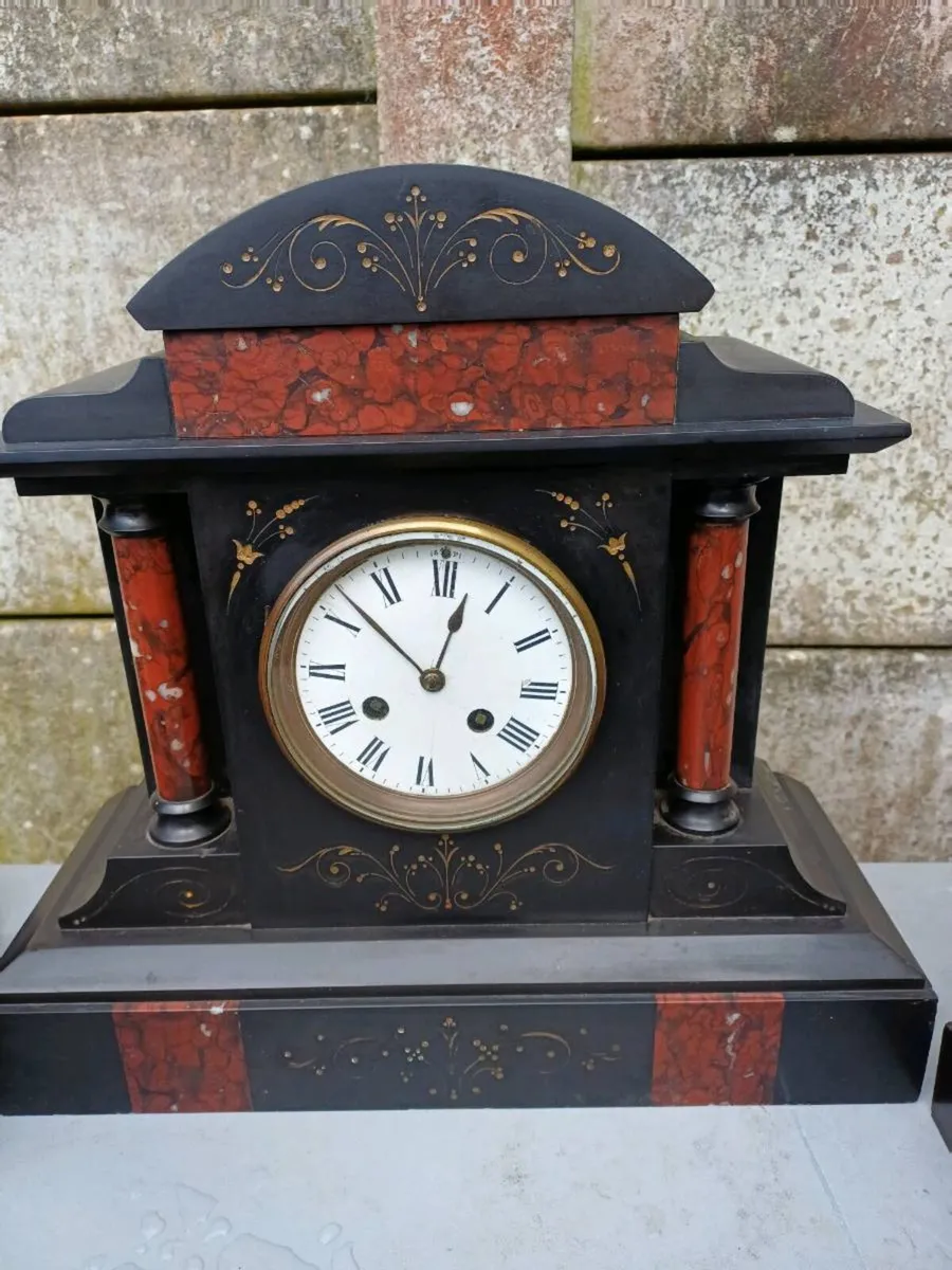 Joblot 19th Century French Black Slate Clocks - Image 2