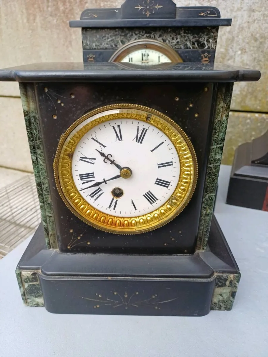 Joblot 19th Century French Black Slate Clocks - Image 4