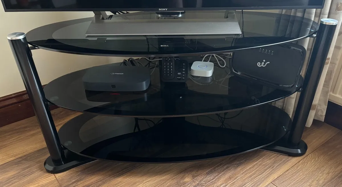 Black Glass Television Stand - Image 2