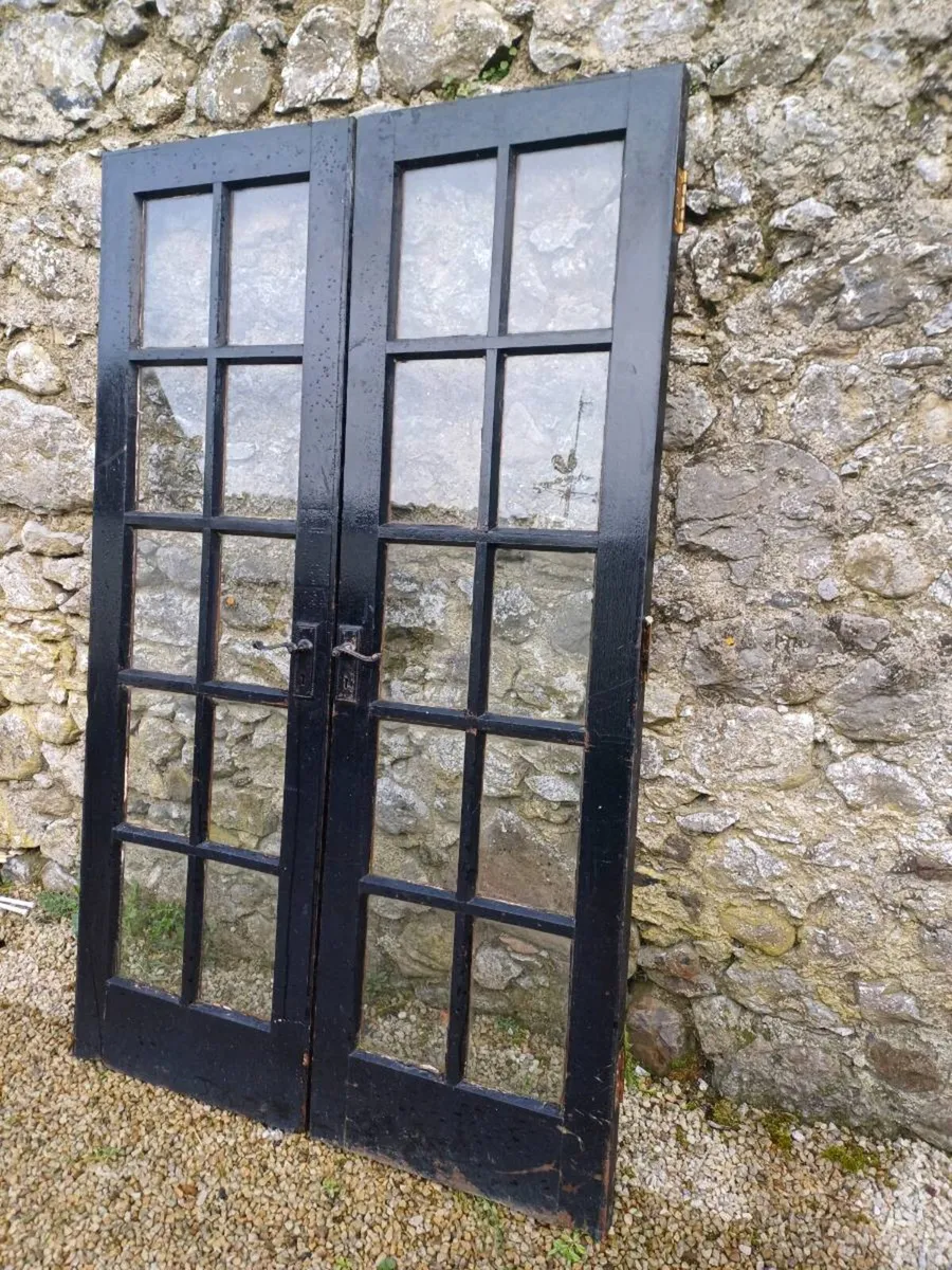 : Pair of Solid Teak French Doors – 10-Lite Glazed - Image 1