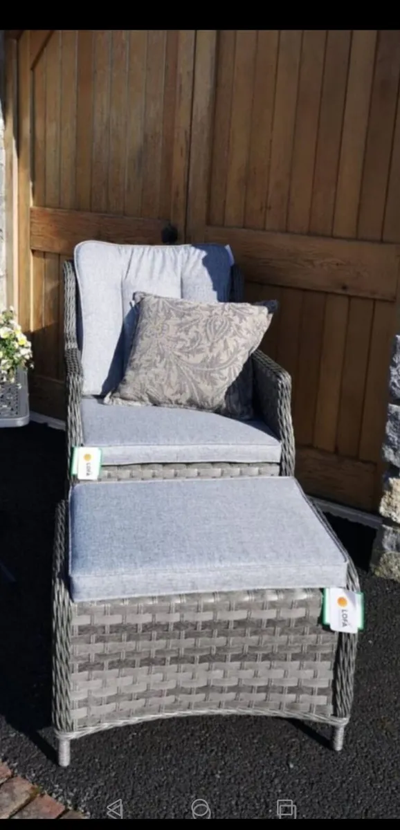 Brand New Pair Dark Grey Rattan Reclining Chairs - Image 1