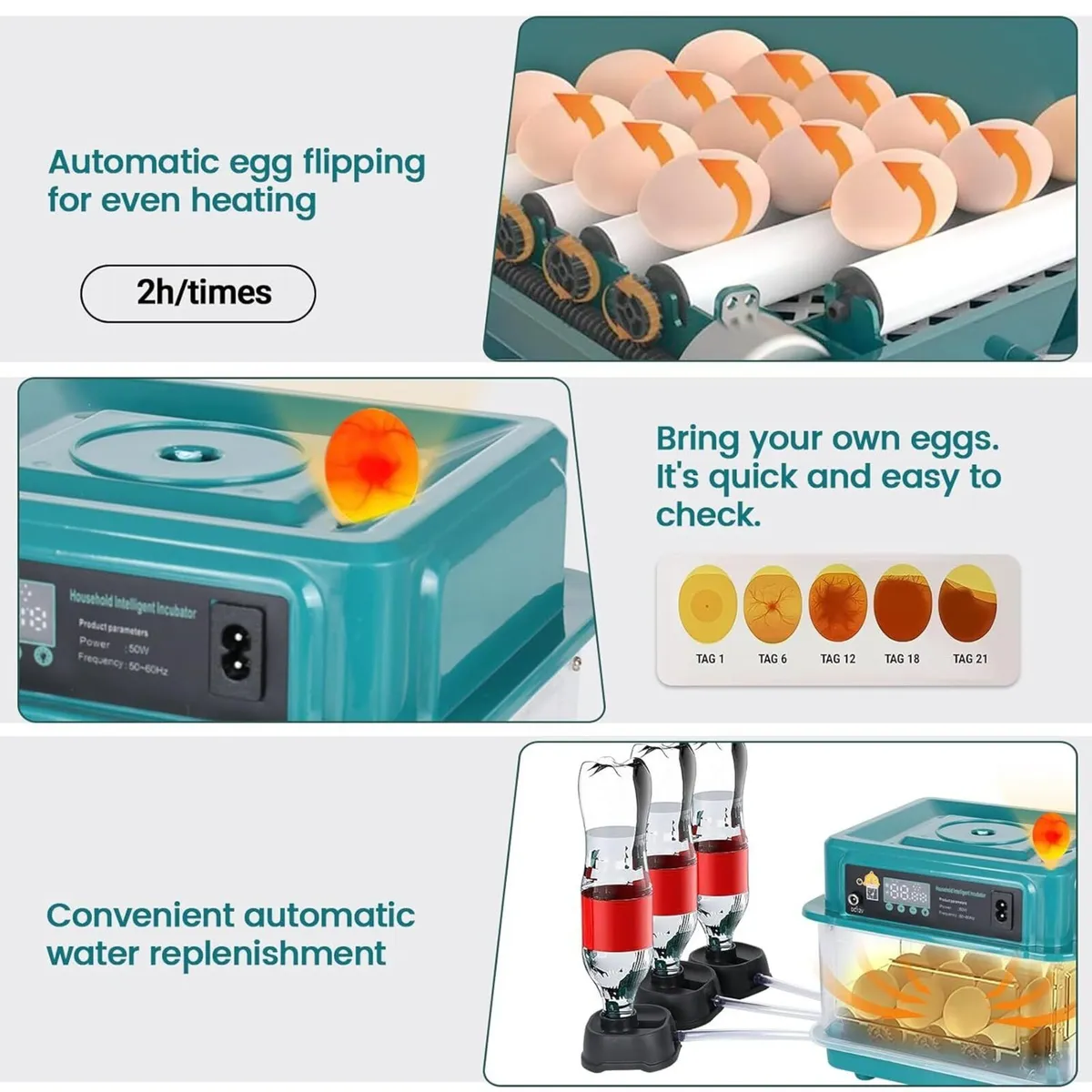 Auto 20 Egg Incubator Temp Humidity Control Turn - Image 4