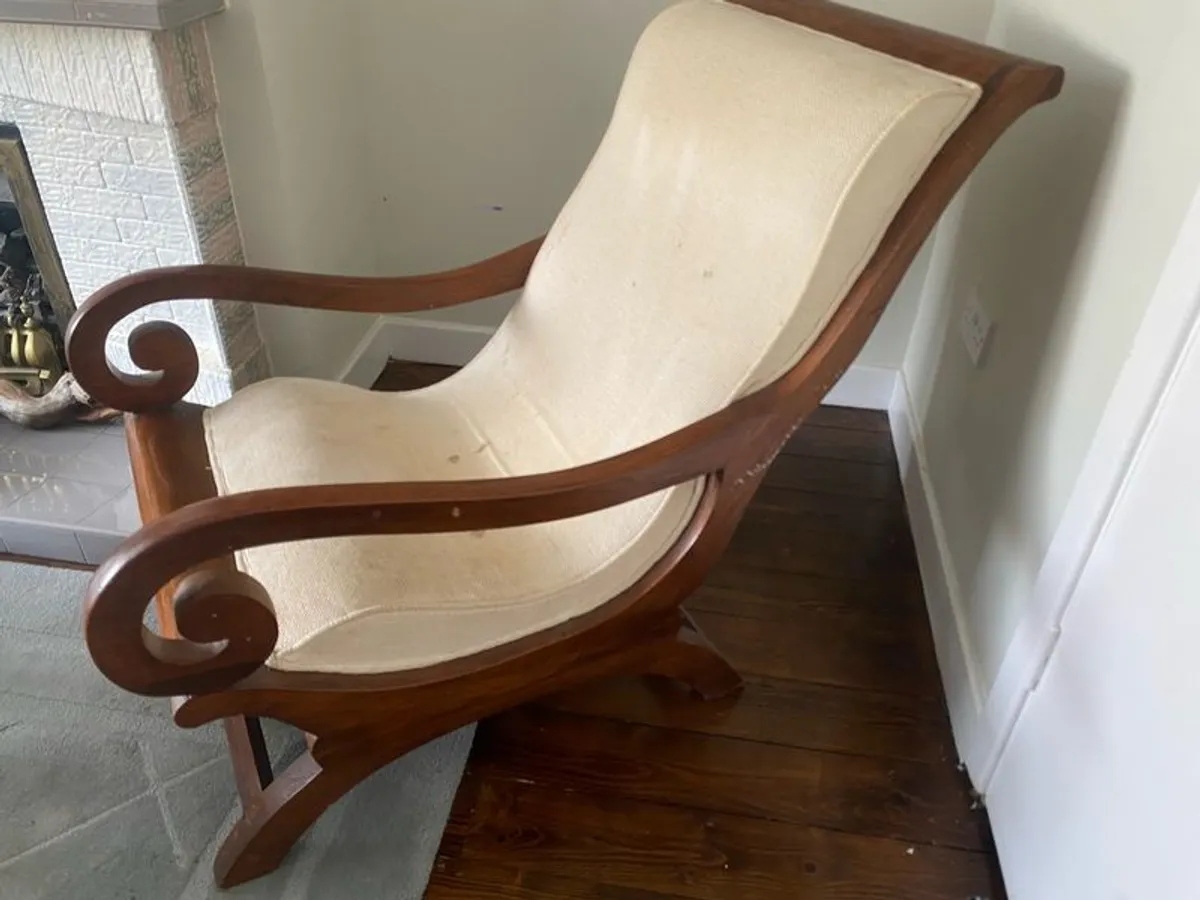Pair of solid wood  armchairs - Image 1