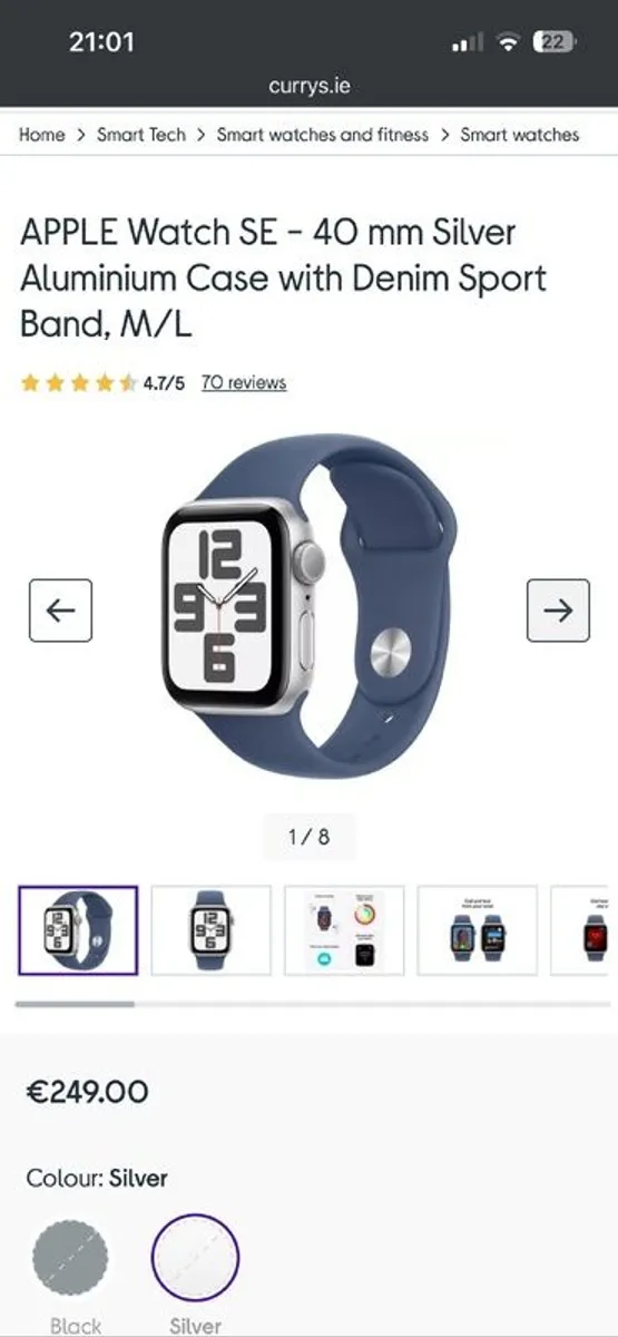 NEW Apple watch se gen2 40mm silver al denim - Image 1