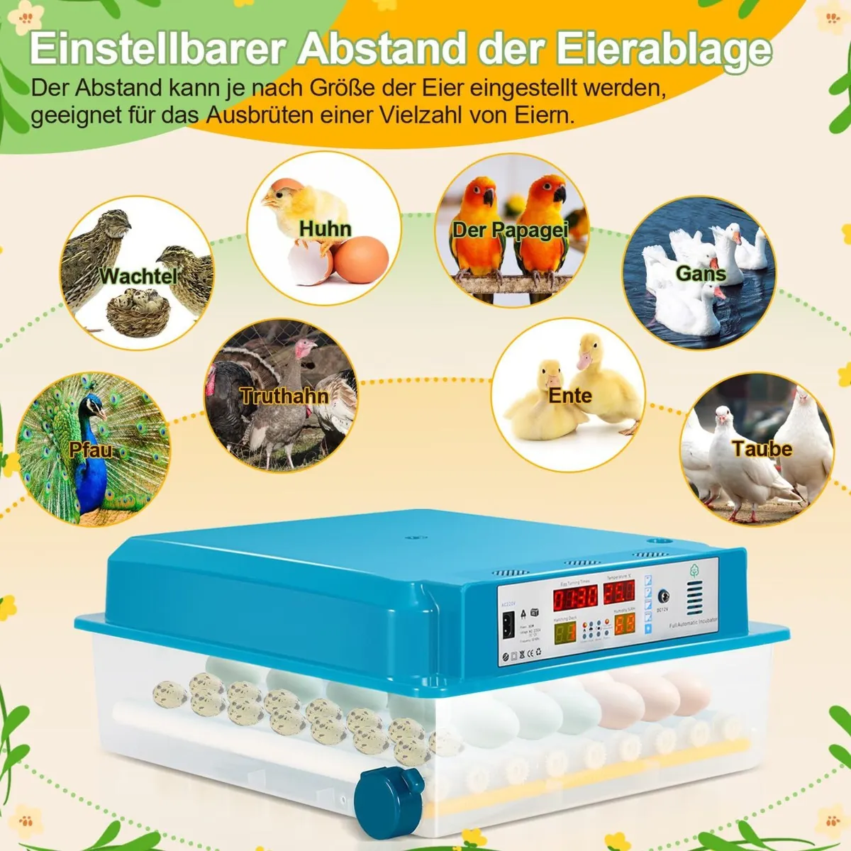 Egg Incubator 64 Auto Turning LED Light Hatch - Image 1