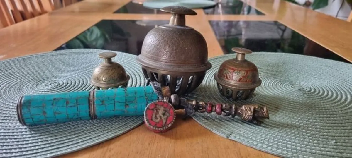 Vintage Tibetan Bells with Amulet - Image 1