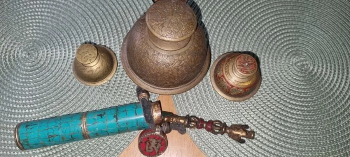 Vintage Tibetan Bells with Amulet - Image 2