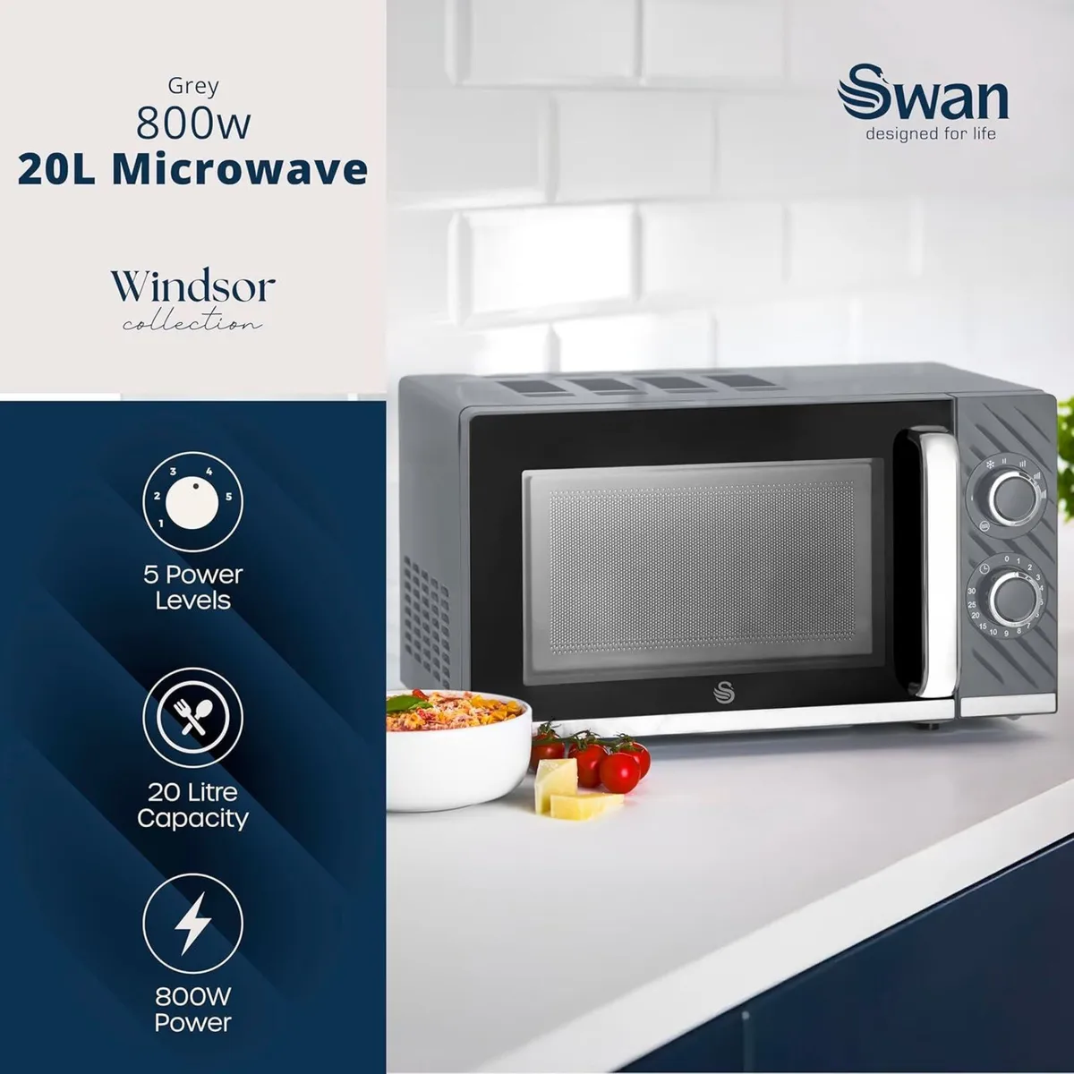 Windsor Manual Microwave 20L 800W 5 Power Levels - Image 3