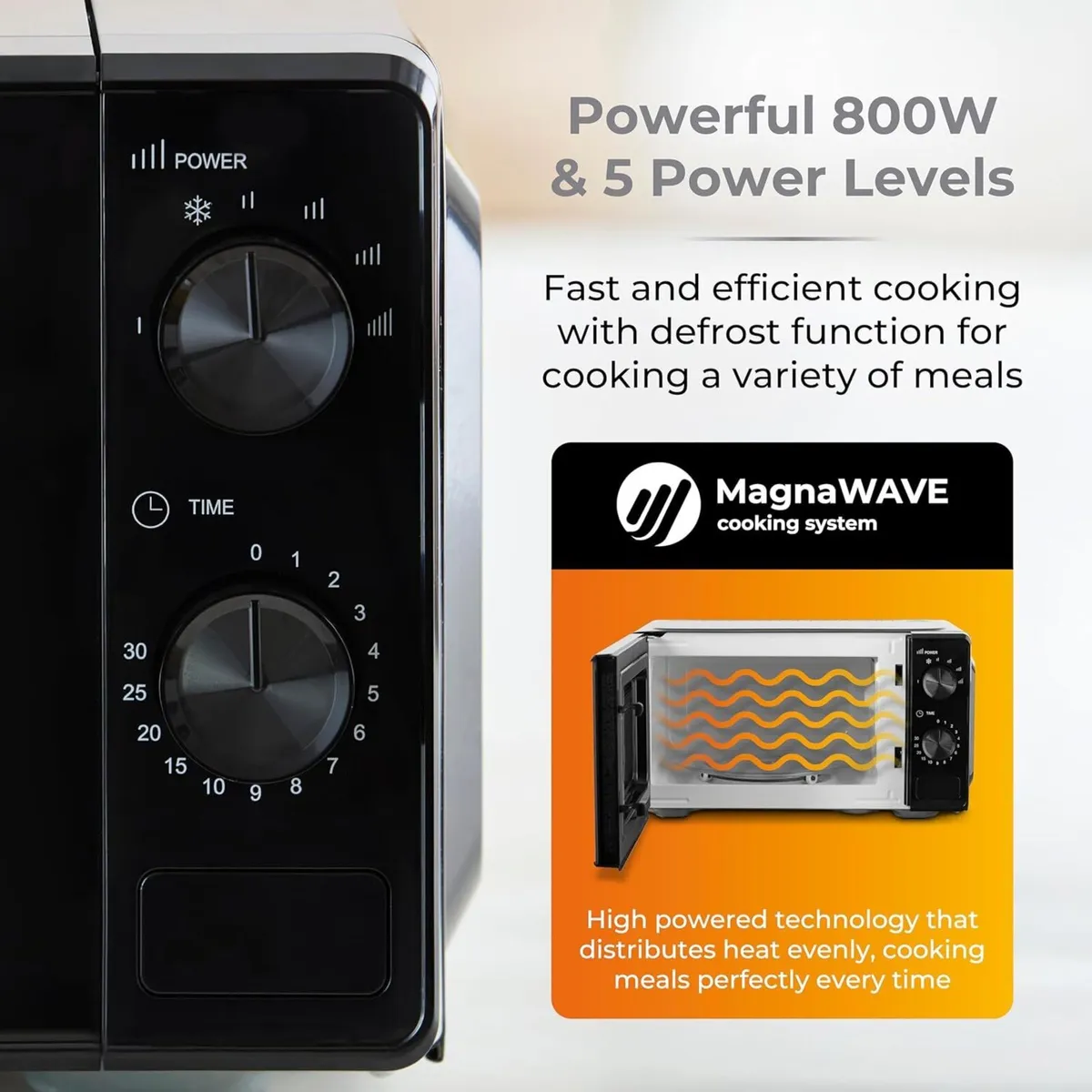 Manual 20 Litre 800W Microwave with Dial Controls - Image 4