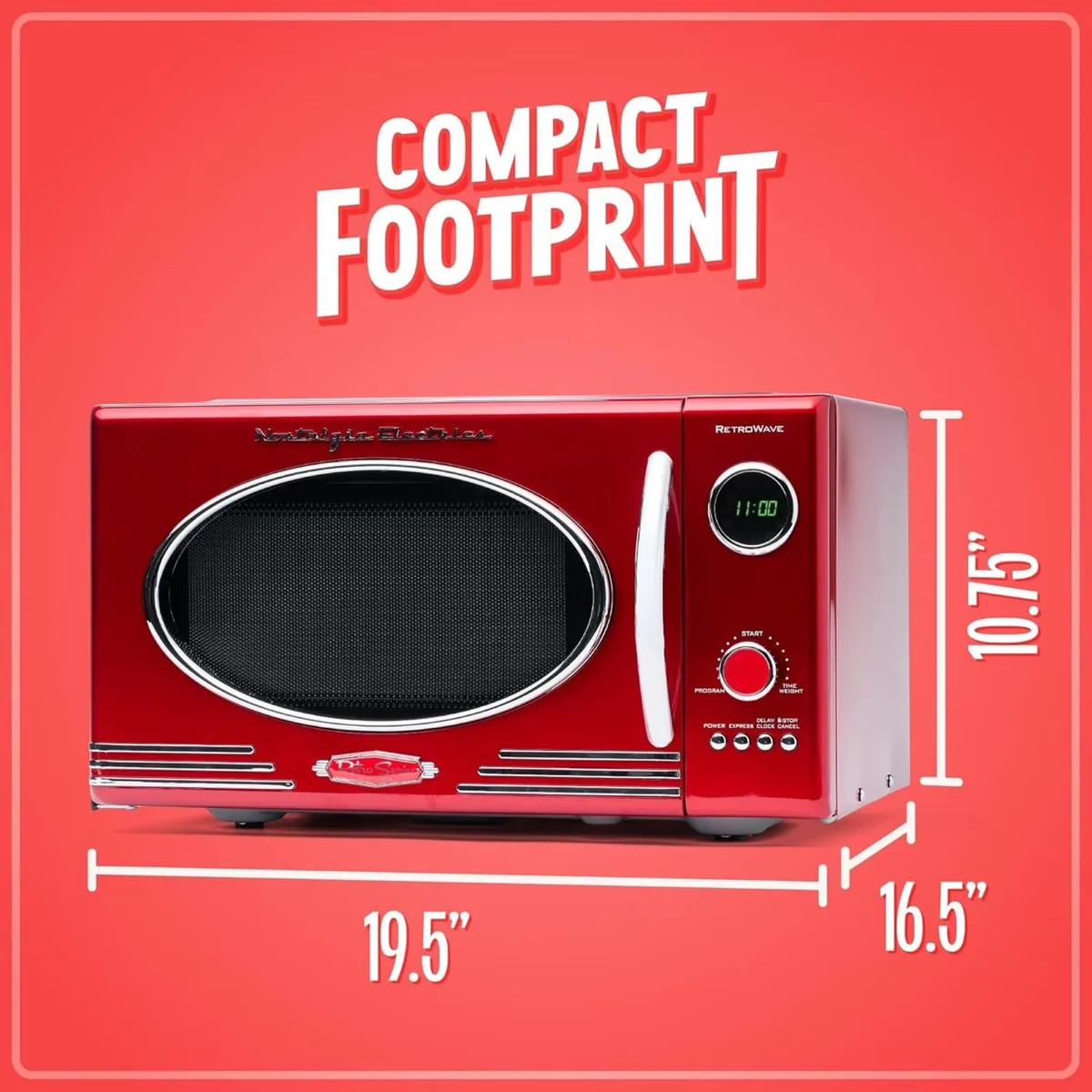Retro Countertop Microwave Oven - Large 800-Watt - Image 3