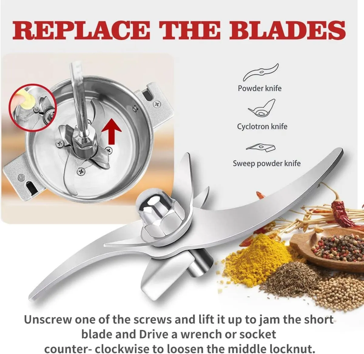 Grain Mill Grinder 550g High Speed 25000R/Min - Image 3