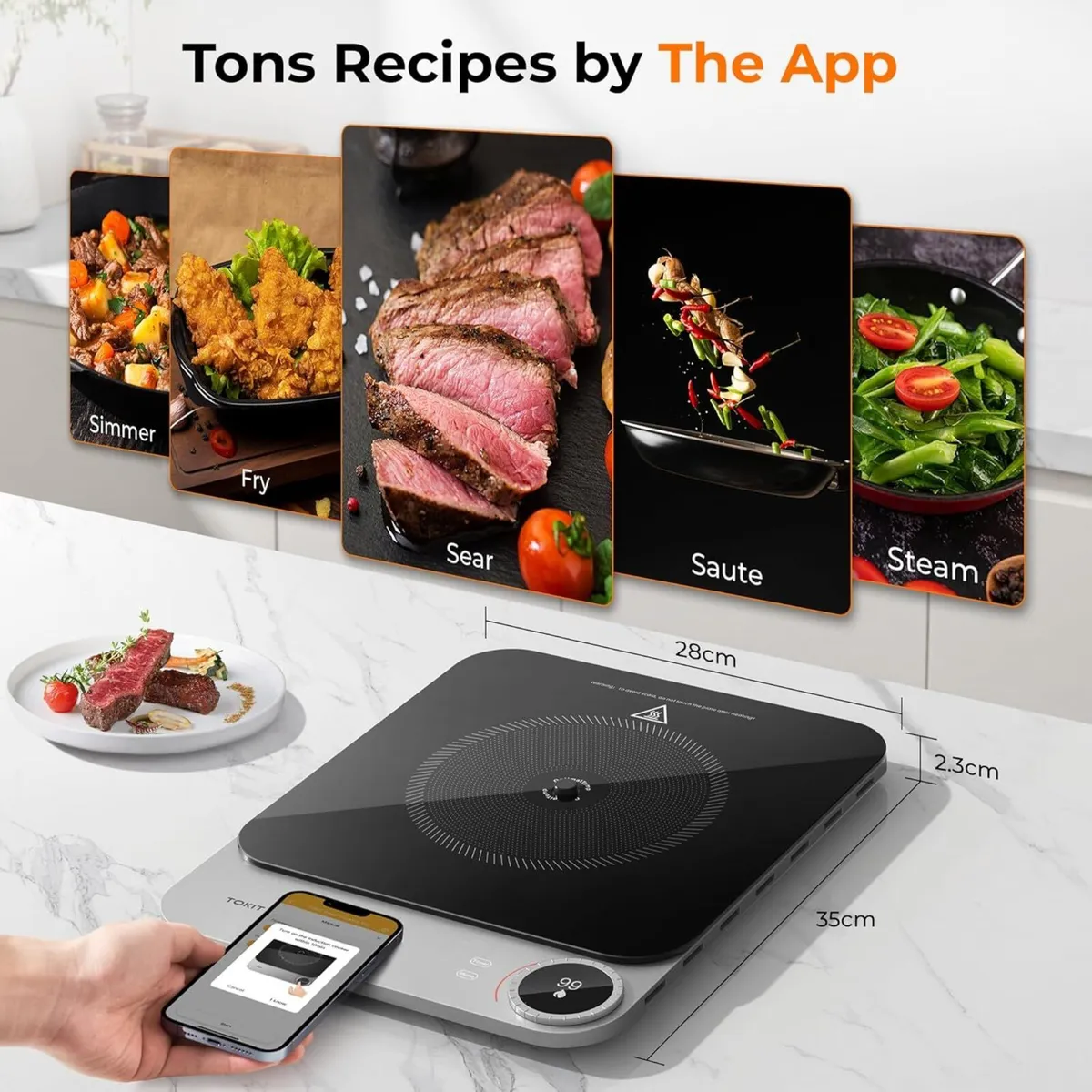 2100W Portable Induction Cooktop with App - - Image 2