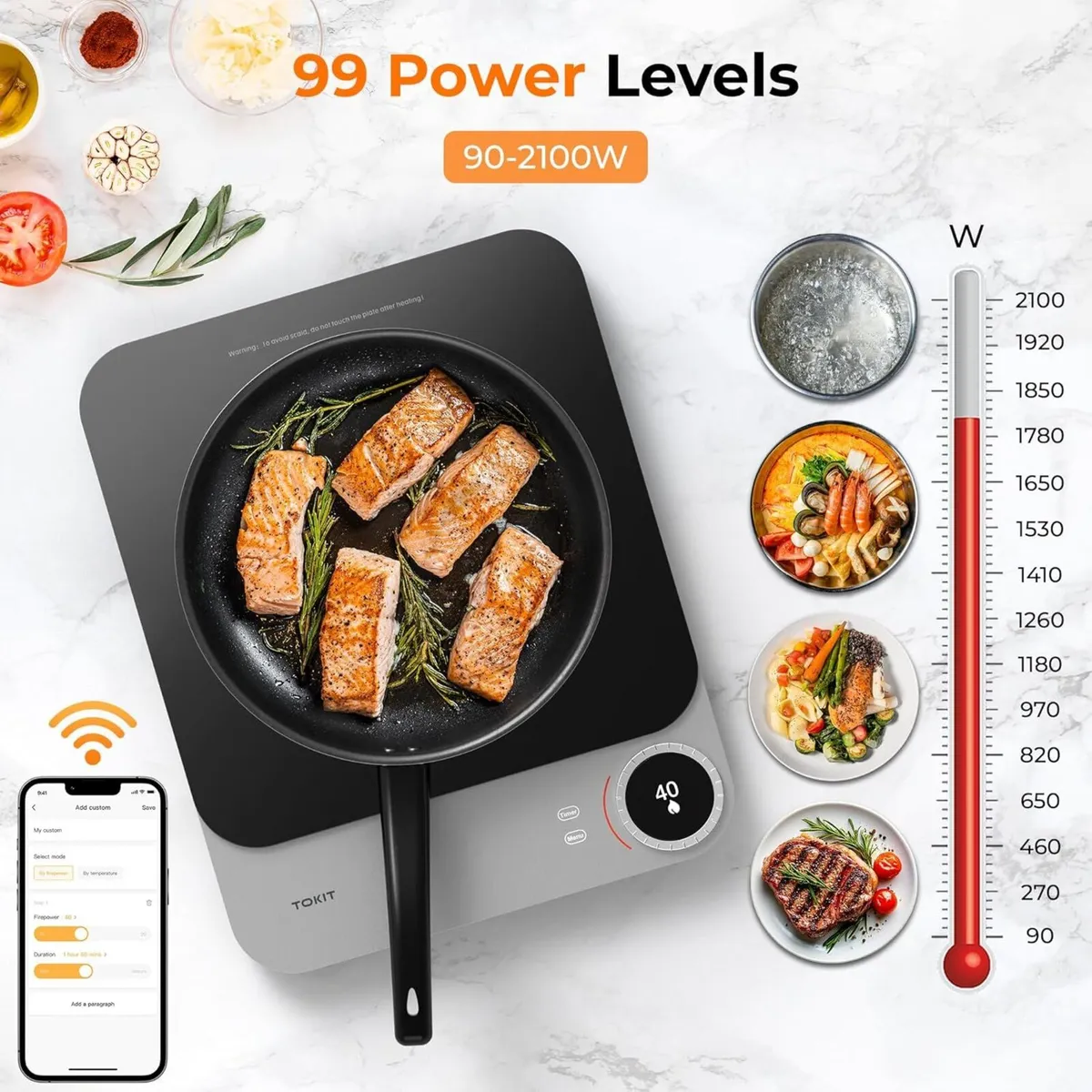 2100W Portable Induction Cooktop with App - - Image 4