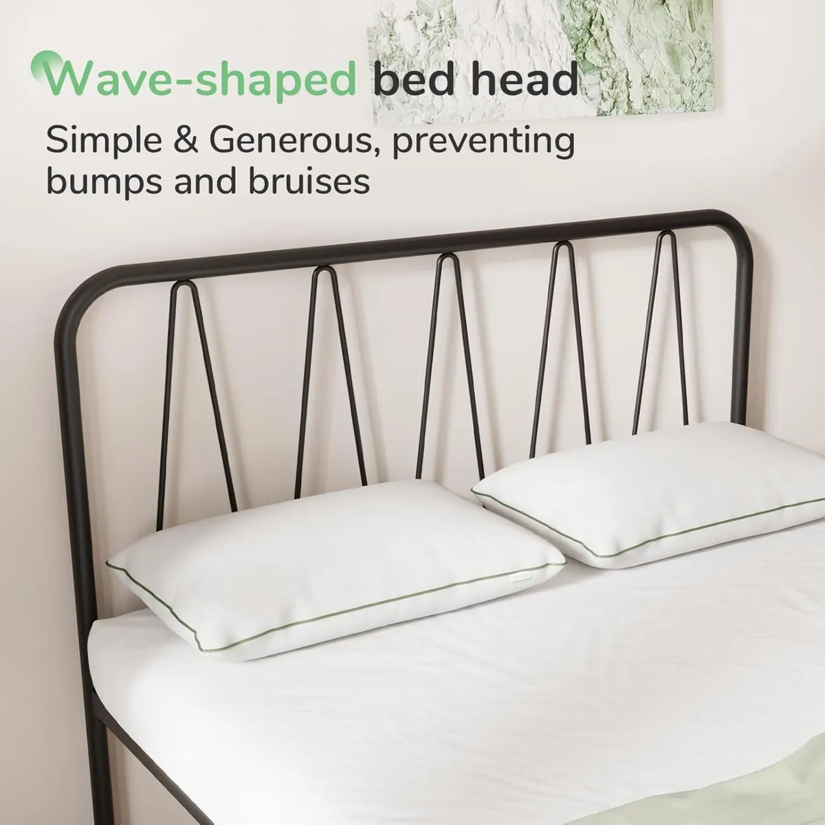 36cm Metal Bed Frame Platform with Headboard - Image 4