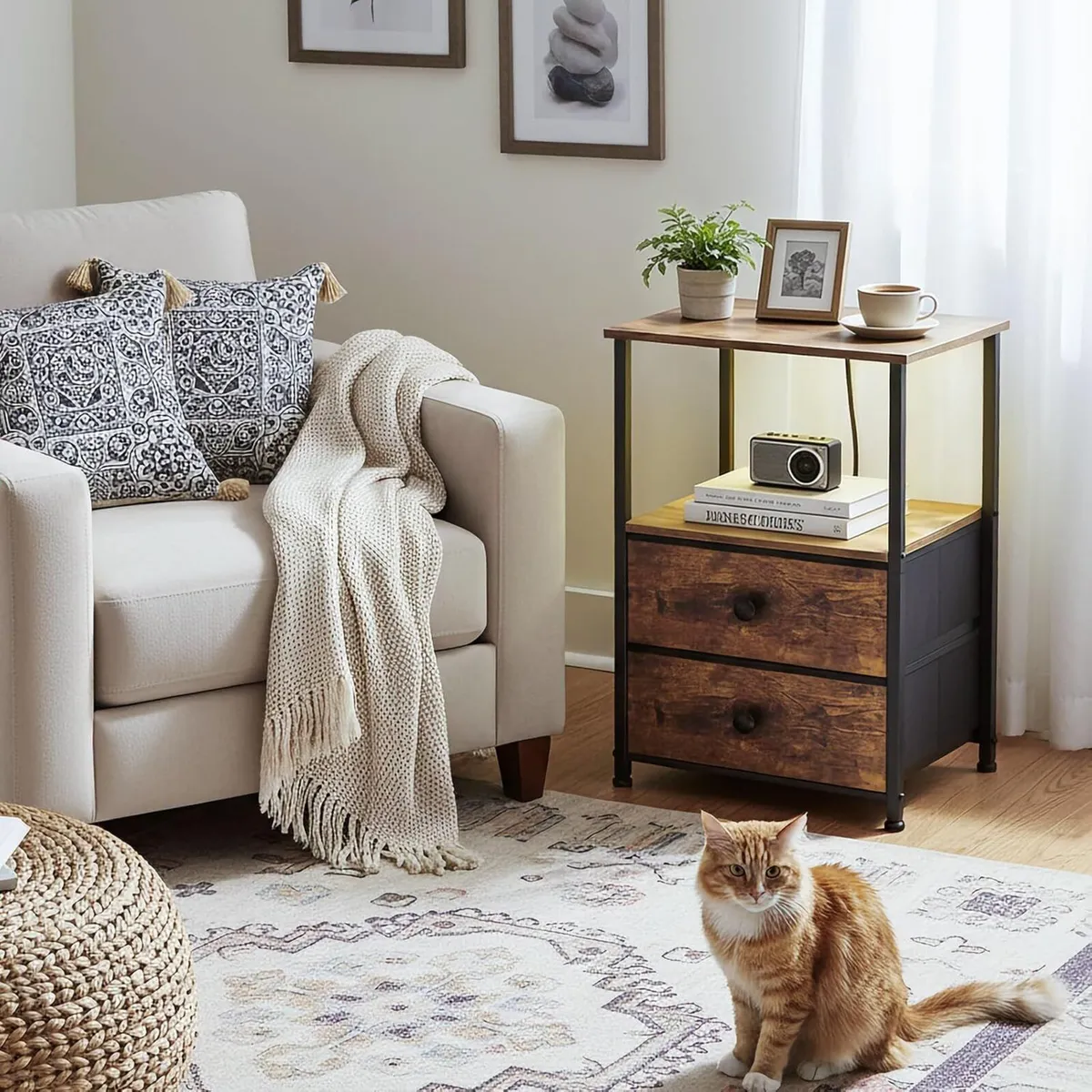 Bedside Table Set of 2 with Charging Station - Image 4