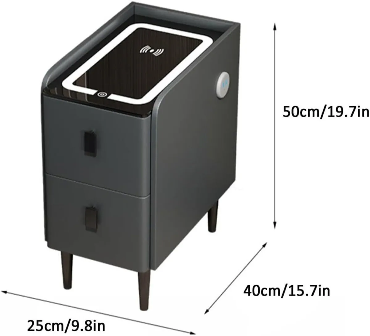 Nightstand with 3 Drawers and Charging Station - Image 2