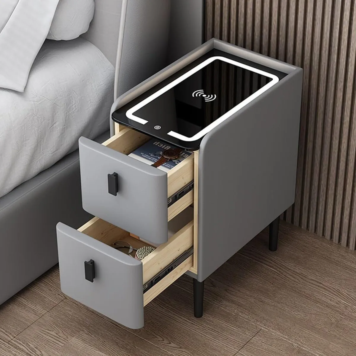 Nightstand with 3 Drawers and Charging Station - Image 3