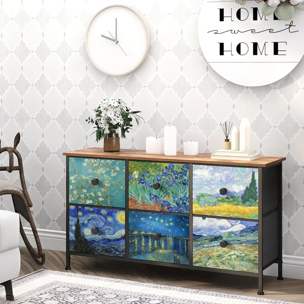 Dresser Bedroom with 6 Fabric Drawers Wide - Image 2