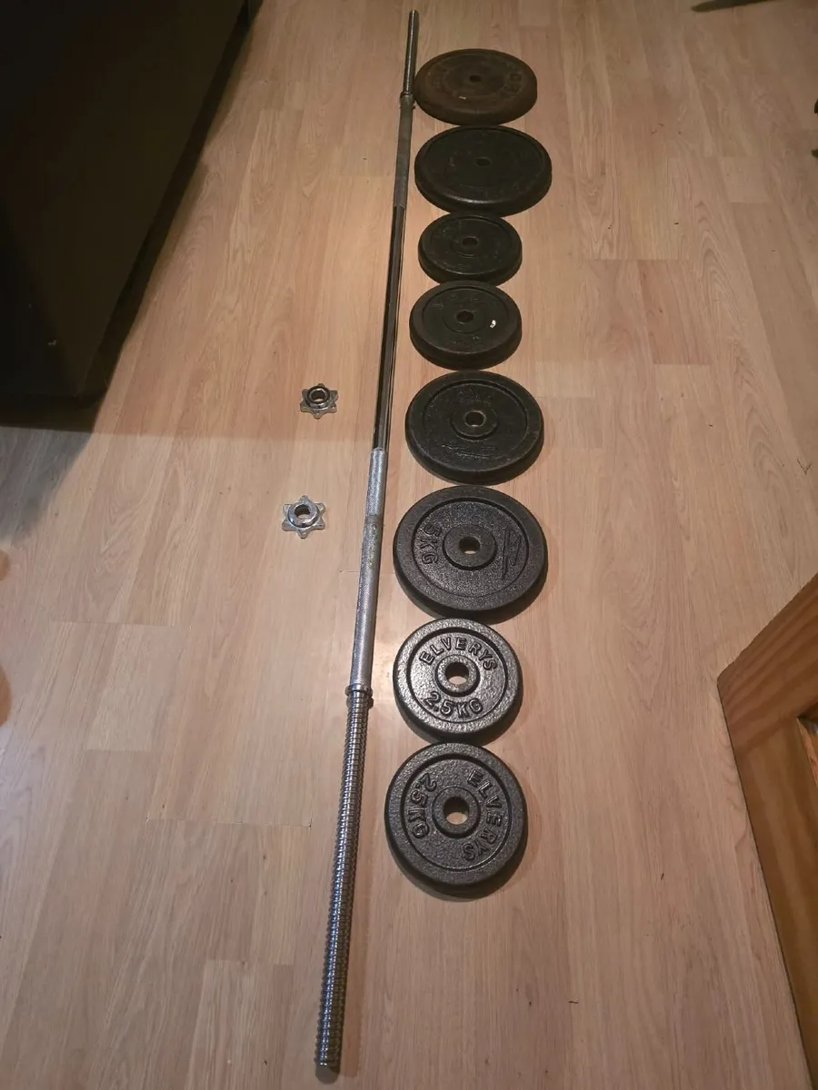 Barbell long ( 7kg ) & weights plates 45kg