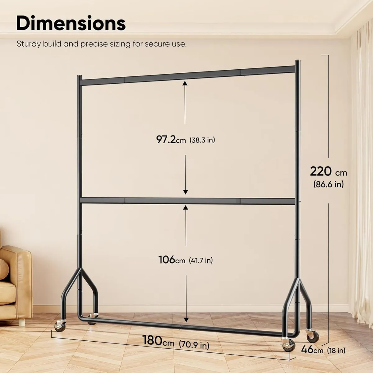 Heavy Duty Double Rail Clothes Rack with 160kg - Image 3