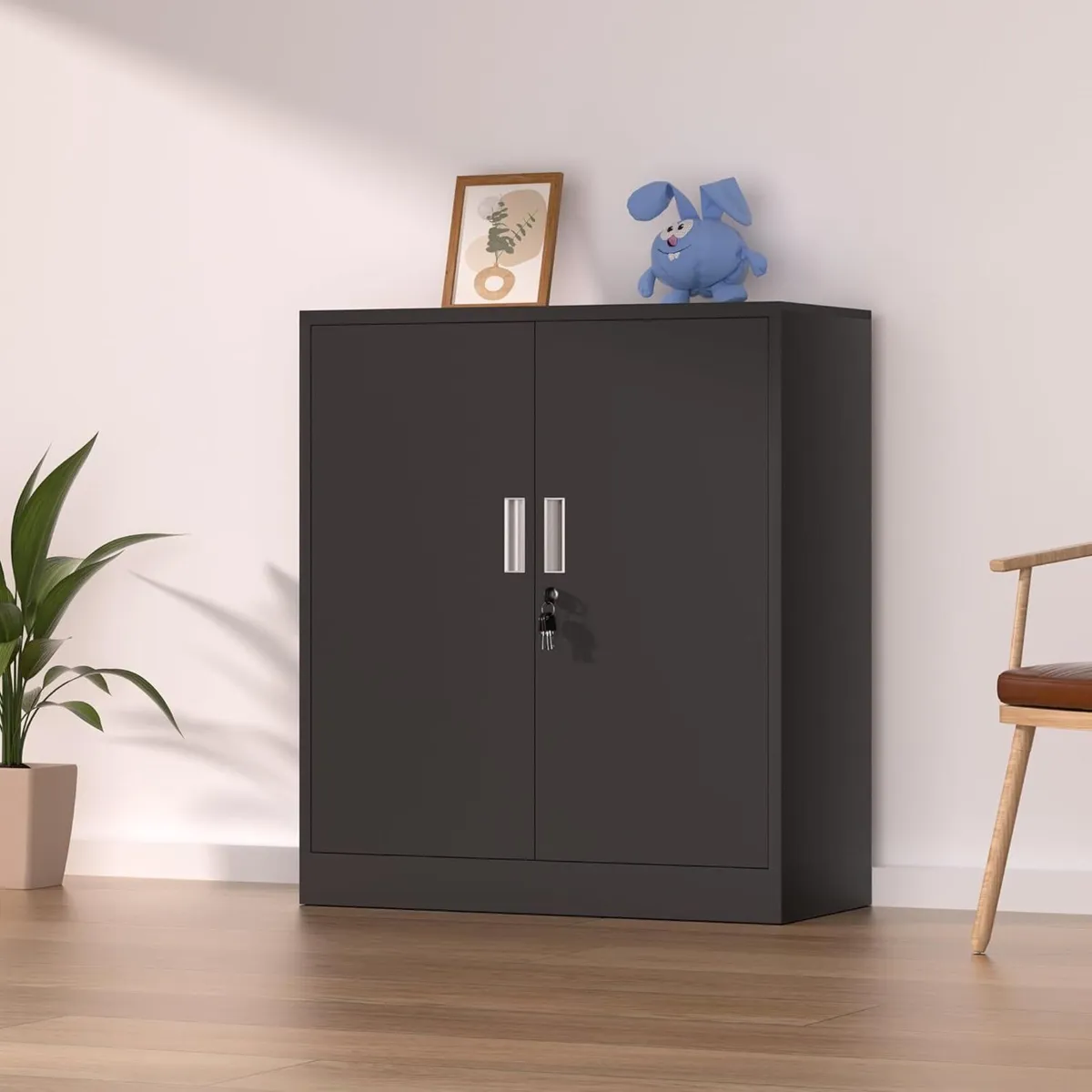 Metal Storage Cupboard with Locking Doors and 2 - Image 2
