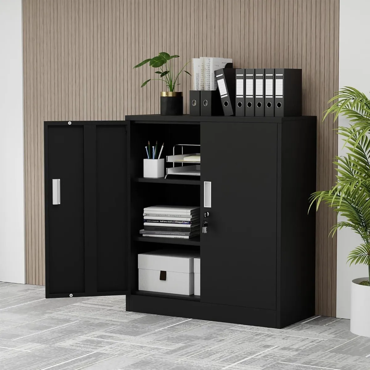 Metal Storage Cupboard with Locking Doors and 2 - Image 4