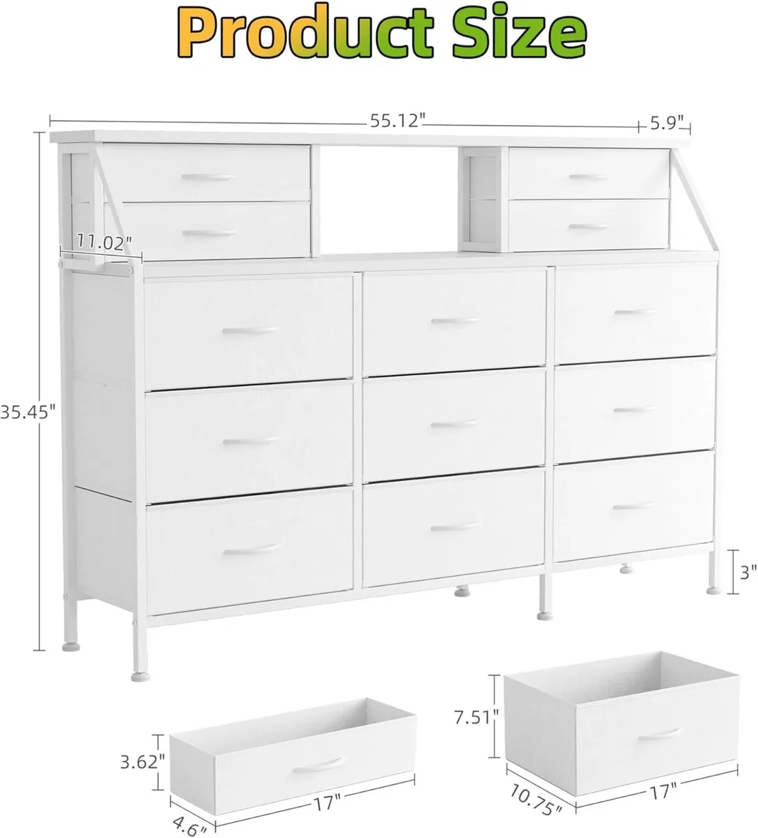 Dresser for Bedroom with 13 Drawers 55” Wide - Image 3