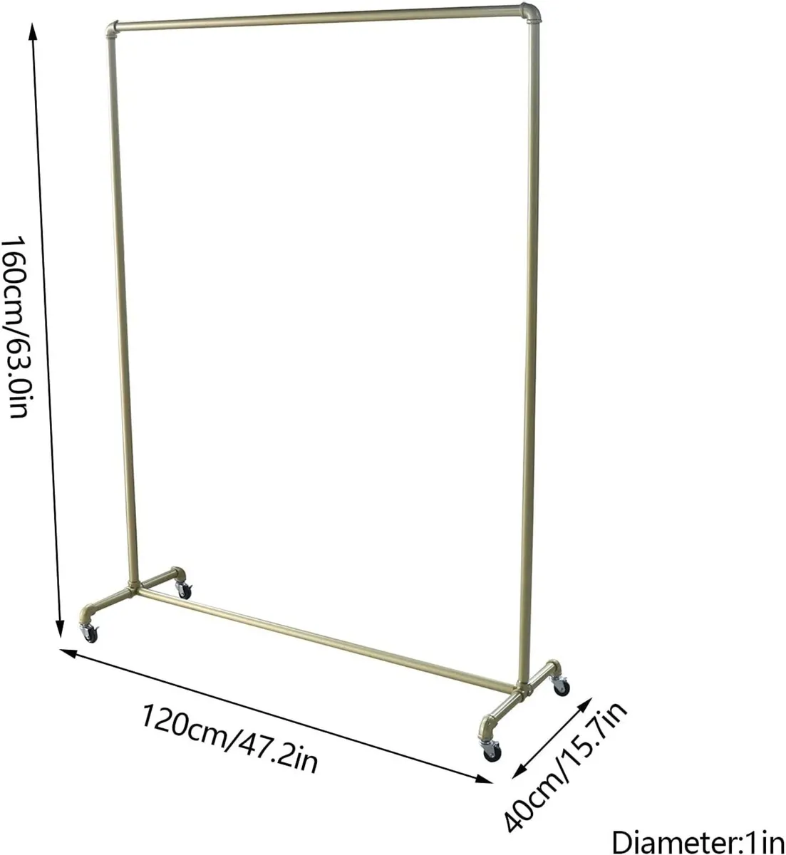 Heavy Duty Clothes Rail Rack 160x120x40cm - Image 3