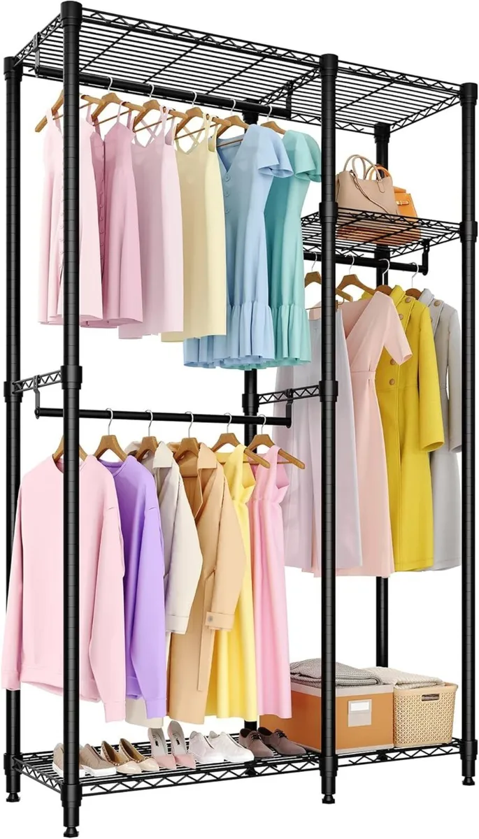 Portable Clothes Rack Heavy Duty Garment Large - Image 1