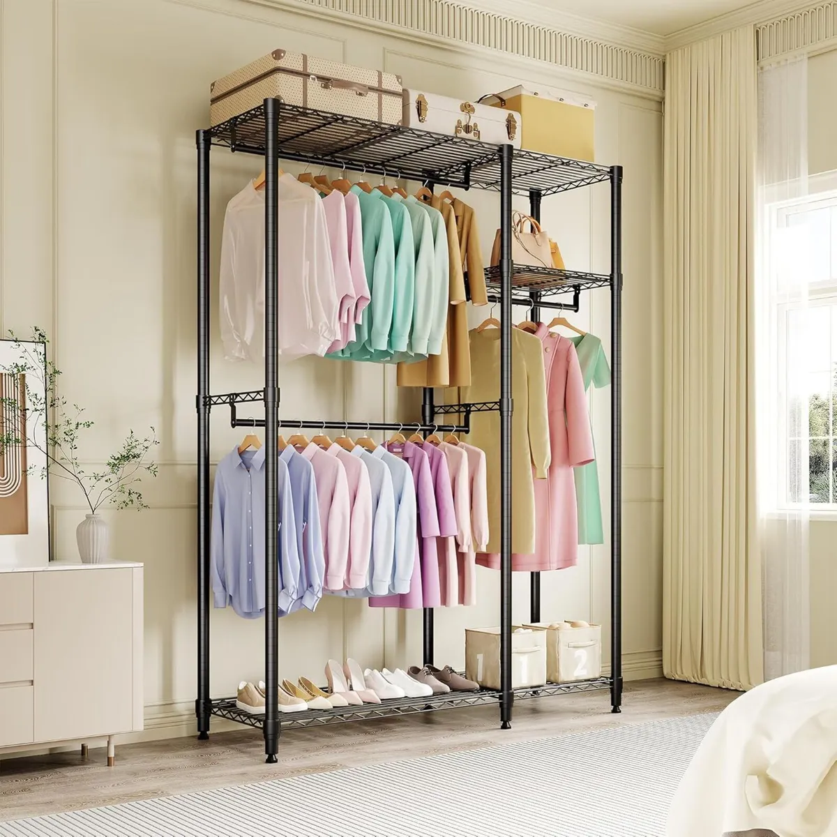 Portable Clothes Rack Heavy Duty Garment Large - Image 2