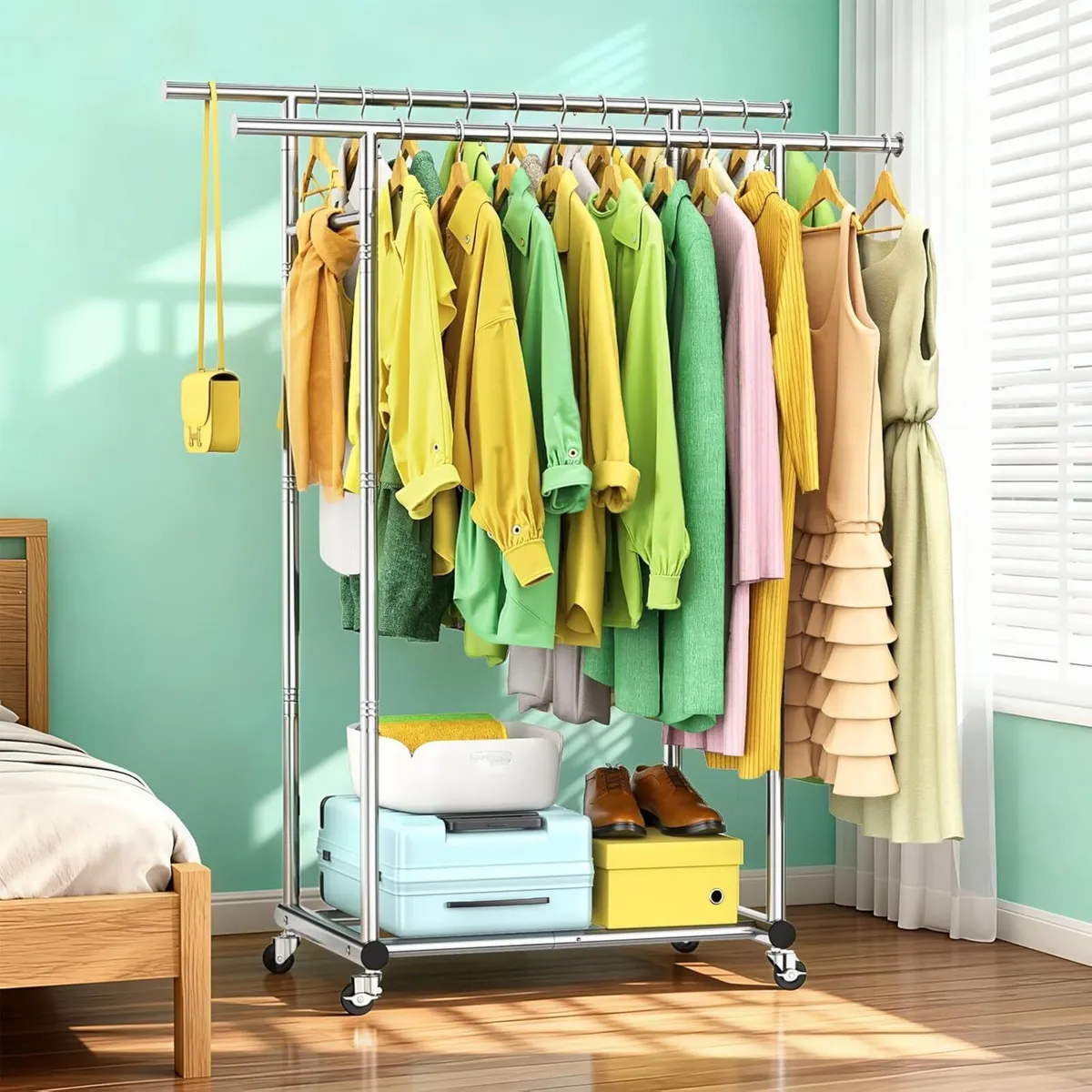 Double Rods Clothing Rack for Hanging Clothes - Image 2