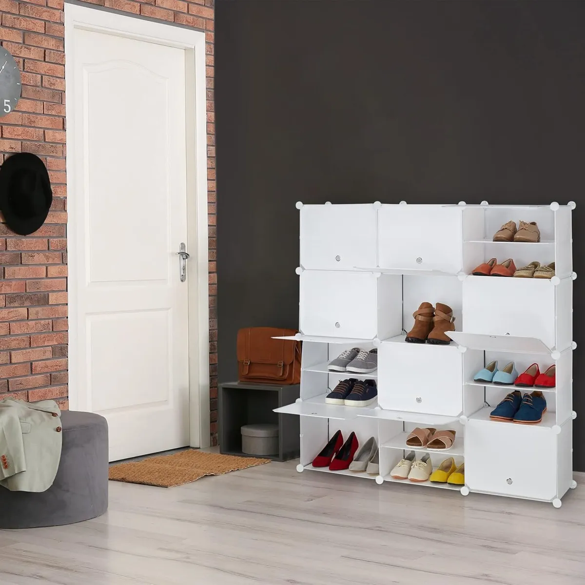 Shoe Cabinet Storage with Doors HxWxD: 125 x 32 - Image 2