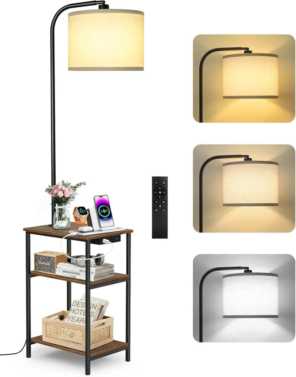 Floor Lamp with Table 2 Drawers Remote Side End - Image 1