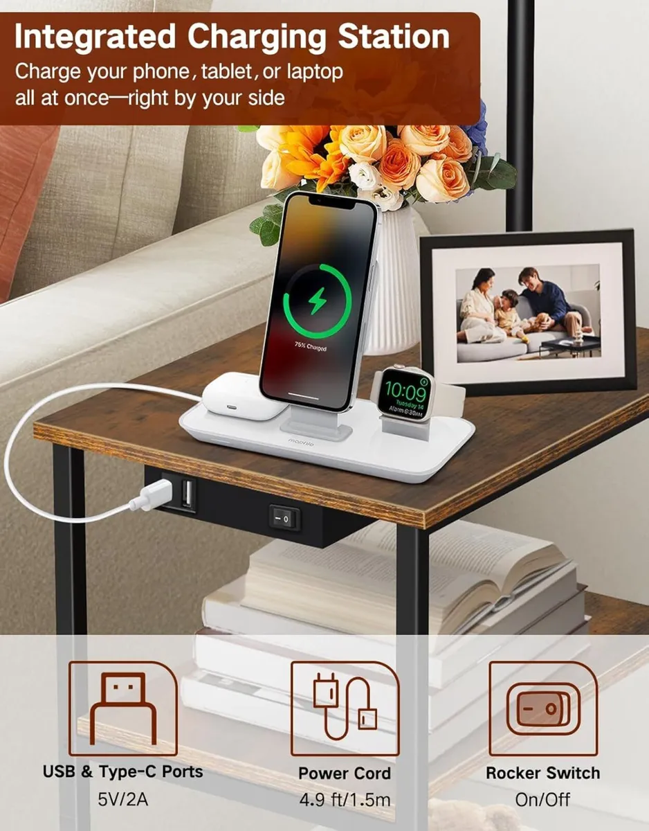 Floor Lamp with Table 2 Drawers Remote Side End - Image 3