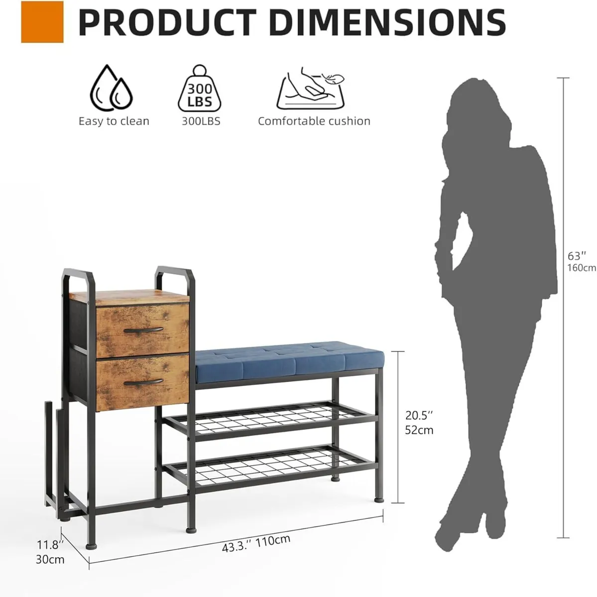 Shoe Bench with Cushion Storage Padded Seat 2 - Image 3