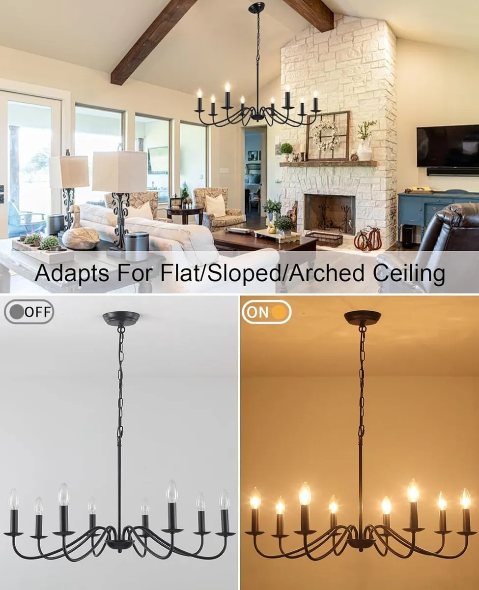 Black Chandelier 8 Lights Light Chandeliers - Image 4