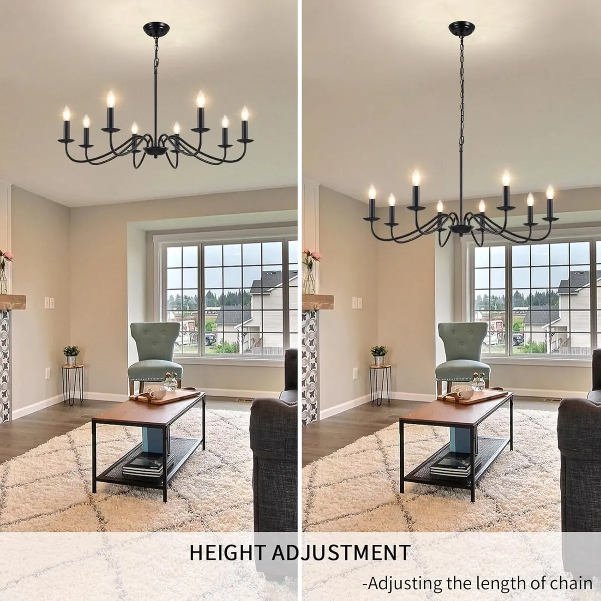 Black Chandelier 8 Lights Light Chandeliers - Image 3