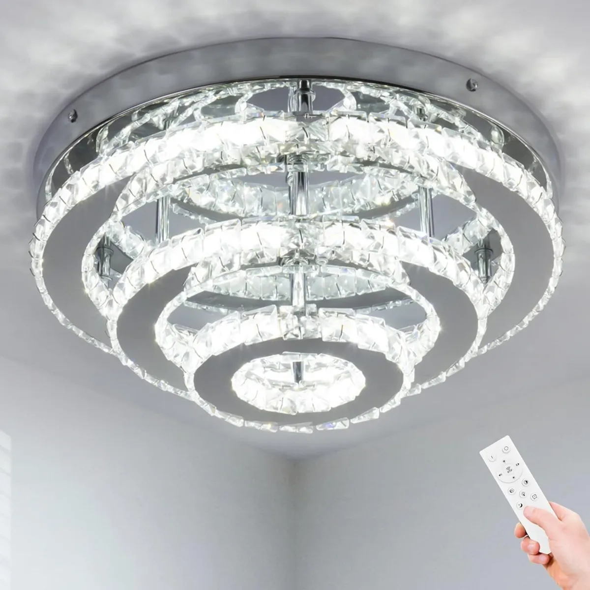 13.8 Inch Modern Crystal LED Chandelier Triple - Image 1