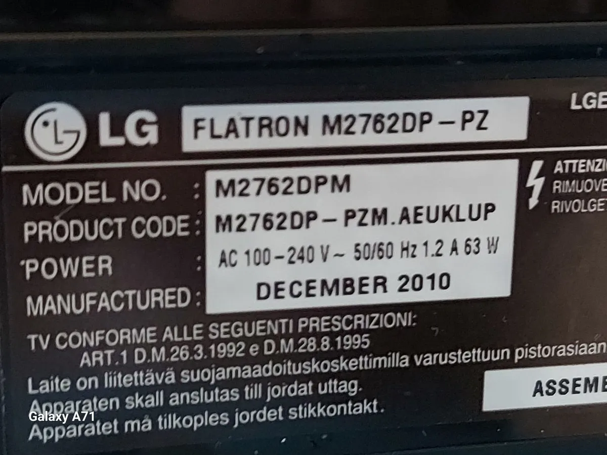 LG Flatron Model No. M2762DPM 27 inch TV with RC - Image 3